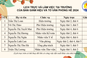 LỊCH TRỰC HÈ 2024