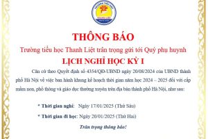 LỊCH NGHỈ HỌC KỲ I