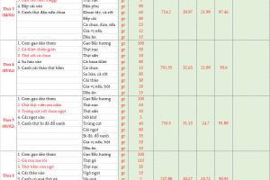 Thực đơn bán trú tuần 20 (Ngày 3/2- 8/2/2025)