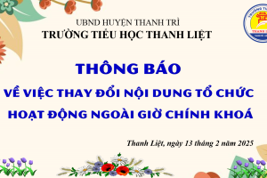 Thông báo về việc thay đổi nội dung tổ chức hoạt động ngoài giờ chính khoá