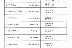 LỊCH LÀM VIỆC THÁNG 6 NĂM 2025