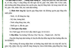 Trường tiểu học Chu Văn An – Thanh Liệt hưởng ứng phong trào quyên góp, ủng hộ đồng bào bị ảnh hưởng do lũ lụt