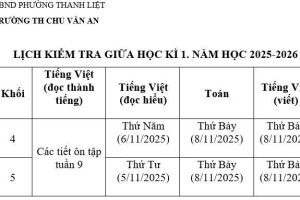 LỊCH KIỂM TRA GIỮA KÌ I NĂM HỌC 2025-2026