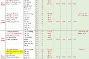 Thực đơn bán trú tuần 10 (Ngày 10/11 – 15/11/2025)