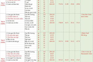 Thực đơn bán trú tuần đệm (Ngày 12/01 – 17/01/2026)